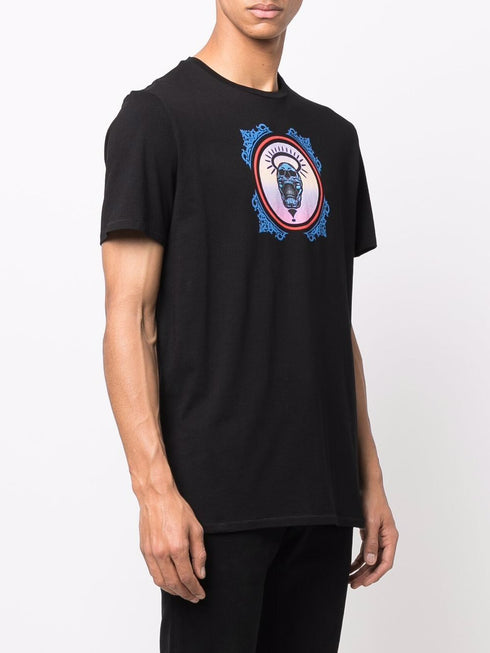 JUST CAVALLI QUEENS T-SHIRT WITH SKULL LOGO Mens Apparel